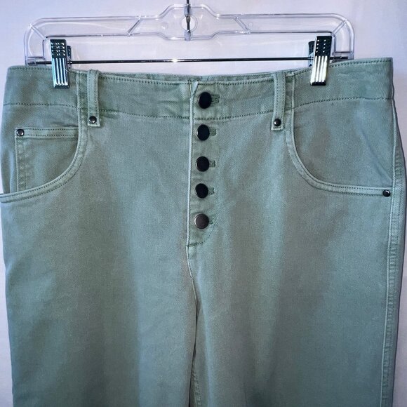 Gap High Rise Button Fly Wide-leg Crop Pants, Ashbury Green, Size 12, EUC - Picture 4 of 14